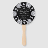 Silver Glitter Monogram Poker Chip Casino Wedding Handwaaier (Voorkant)