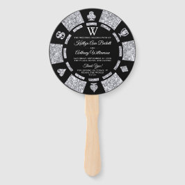 Silver Glitter Monogram Poker Chip Casino Wedding Handwaaier