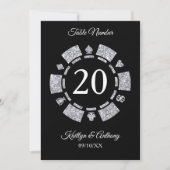 Silver Glitter Monogram Poker Chip Casino Wedding Kaart (Voorkant)