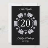 Silver Glitter Monogram Poker Chip Casino Wedding Kaart (Achterkant)