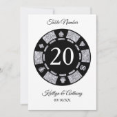 Silver Glitter Monogram Poker Chip Casino Wedding Kaart (Voorkant)