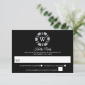 Silver Glitter Monogram Poker Chip Casino Wedding RSVP Kaartje (Staand voorkant)