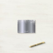 Silver glitter-monogram post-it® notes (Op bureau)