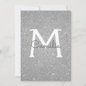 Silver Glitter Monogram Sparkle Quinceanera Kaart (Voorkant)