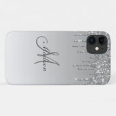 Silver Glitter Monogram Sparkles Glam Girly Case-Mate iPhone Case (Achterkant (horizontaal))
