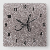 Silver glitter-monogram vierkante klok (Voorkant)