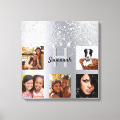 Silver glitter-monogram voor fotocollage canvas afdruk (Voorkant)