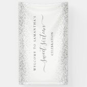 Silver Glitter Naam Datum Welkom bij Sweet Sixteen Spandoek (Verticaal)