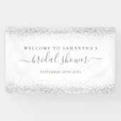 Silver Glitter Naam Datum Welkom bij Vrijgezellenf Spandoek (Horizontaal)