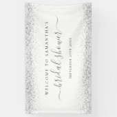 Silver Glitter Naam Datum Welkom bij Vrijgezellenf Spandoek (Verticaal)