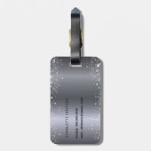 Silver glitter-naam monogram initiaal bagagelabel (Achterkant verticaal)