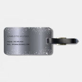Silver glitter-naam monogram initiaal bagagelabel (Achterkant horizontaal)