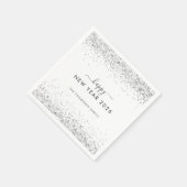 Silver Glitter Naam Wit Gelukkig Nieuwjaar 2026 Servet (Hoek)