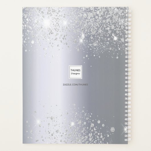 Silver glitter-naamscript planner (Achterkant)