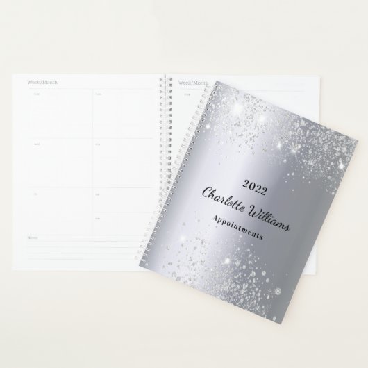 Silver glitter-naamscript planner (Display)