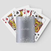 Silver glitter-naamscript pokerkaarten (Achterkant)