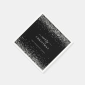 Silver Glitter Name Black Merry kerst Servet (Hoek)