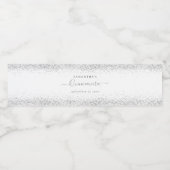 Silver Glitter Name Date Quinceañera Waterfles Etiket (Enkel label)