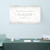 Silver Glitter Name Date Welkom bij 20 eersten Spandoek (Beurs)