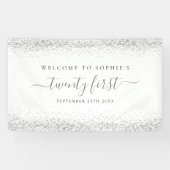 Silver Glitter Name Date Welkom bij 20 eersten Spandoek (Horizontaal)