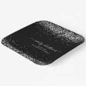 Silver Glitter Name Merry KerstBlack Papieren Bordje (Gebogen)