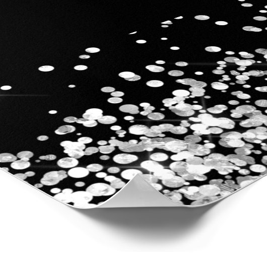 Silver Glitter Name Welcome Merry KerstBlack Poster (Hoek)