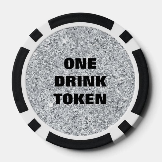Silver Glitter Namen Datum Bruiloft Drink Token (Achterkant)