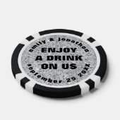 Silver Glitter Namen Datum Bruiloft Drink Token (Enkel)