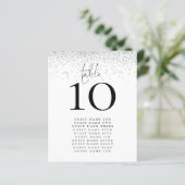 Silver Glitter Names Weddenschap Table Number (Staand voorkant)
