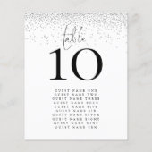 Silver Glitter Names Weddenschap Table Number (Achterkant)