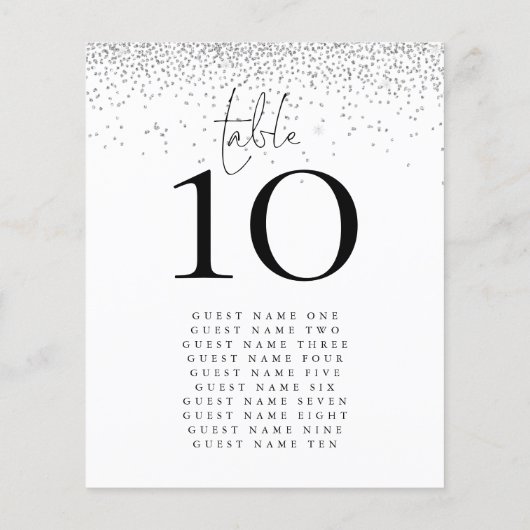 Silver Glitter Names Weddenschap Table Number (Achterkant)