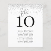 Silver Glitter Names Weddenschap Table Number (Voorkant)