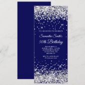 Silver Glitter Navy 50th Birthday Kaart (Voorkant / Achterkant)