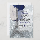 Silver Glitter Navy Balloons Eiffel Tower Paris Kaart (Voorkant)