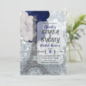 Silver Glitter Navy Balloons Eiffel Tower Paris Kaart (Staand voorkant)