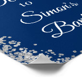 Silver Glitter Navy Blue Baptism Welkom Poster (Hoek)