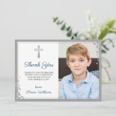 Silver Glitter Navy Blue Community Hartelijk dank Bedankkaart (Staand voorkant)