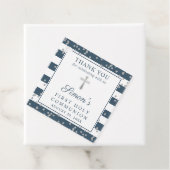 Silver Glitter Navy Blue First Commune Dank u Bedankjes Labels (In situ)