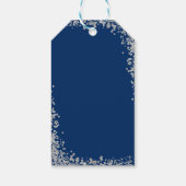 Silver Glitter Navy Blue First Heilige Communie Cadeaulabel (Achterkant)