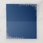 Silver Glitter Navy Blue First Heilige Communie Plaatskaartje (Binnenkant ongevouwen)