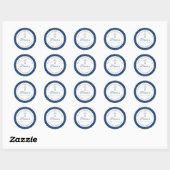 Silver Glitter Navy Blue First Heilige Communie Ronde Sticker (Vel)