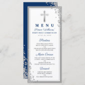 Silver Glitter Navy Blue First Menu (Voorkant / Achterkant)