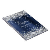 Silver Glitter Navy Blue Folie 50e verjaardag Gast Notitieboek (Rechterzijde)