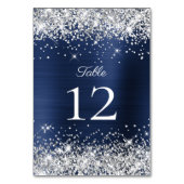 Silver Glitter Navy Blue Folie Bruiloft Kaart (Achterkant)