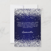 Silver Glitter Navy Blue Ombre 40e verjaardag Bedankkaart (Achterkant)