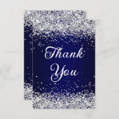 Silver Glitter Navy Blue Ombre 40e verjaardag Bedankkaart (Voorkant / Achterkant)