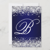 Silver Glitter Navy Blue Ombre Fancy Monogram Kaart (Achterkant)