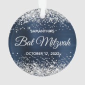 Silver Glitter Navy Blue Ombre Folie Bat Mitzvah Ornament (achterkant)