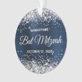 Silver Glitter Navy Blue Ombre Folie Bat Mitzvah Ornament (voorkant)