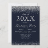 Silver Glitter Navy Blue Photo Afstuderen Kaart (Voorkant)